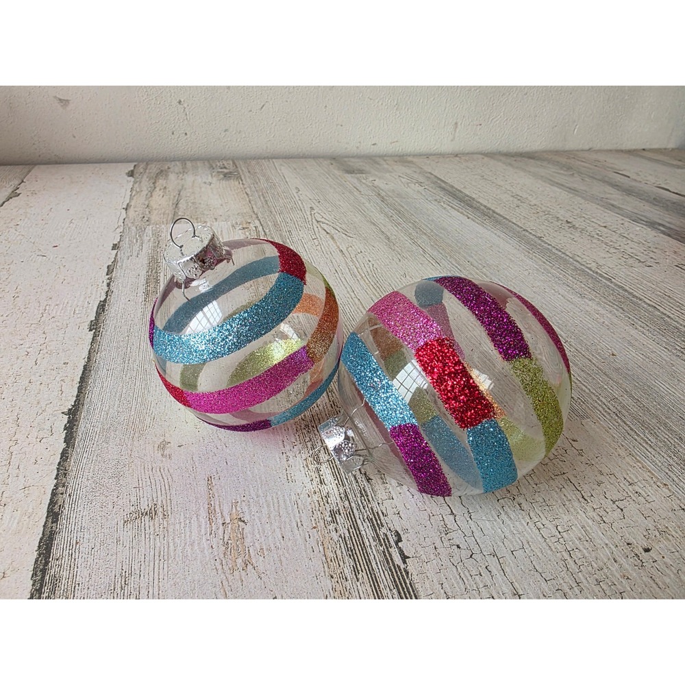 Rauch rainbow glitter ball ornament set glass Xmas tree